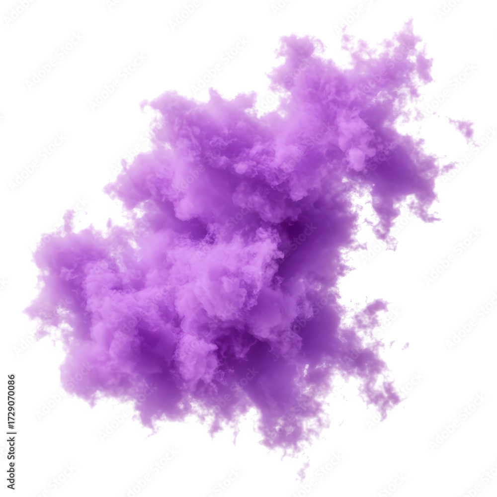 Fototapeta premium purple swirling cloud, isolated on white or transparent background, PNG Format.