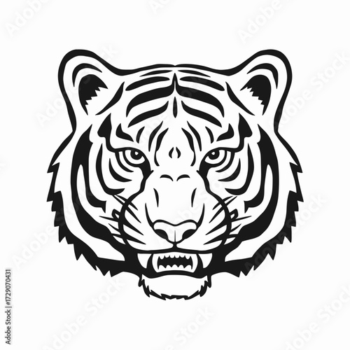 Striking tiger face vector illustration scalable graphic icon for general use silhouette white background