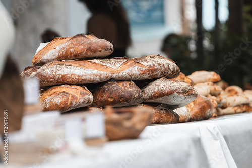 Obraz na plátně FRENCH FRESH BACKED BREAD, ST BARTH, CARIBBEAN