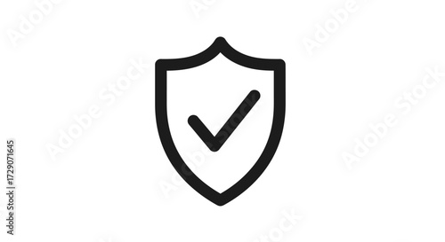 Shield icon symbolizing protection and validation with a clean outline style