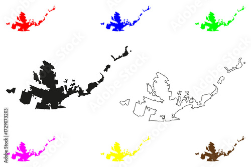 Cabo San Lucas city (United Mexican States, Mexico, Baja California Sur State) map vector illustration, scribble sketch Yenecamú map