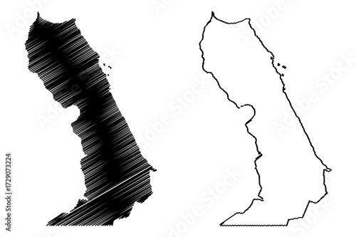 Red Sea Governorate (Governorates of Egypt, Arab Republic of Egypt) map vector illustration, scribble sketch Red Sea map