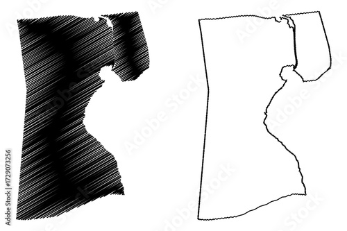 Suez Governorate (Governorates of Egypt, Arab Republic of Egypt) map vector illustration, scribble sketch Suez map
