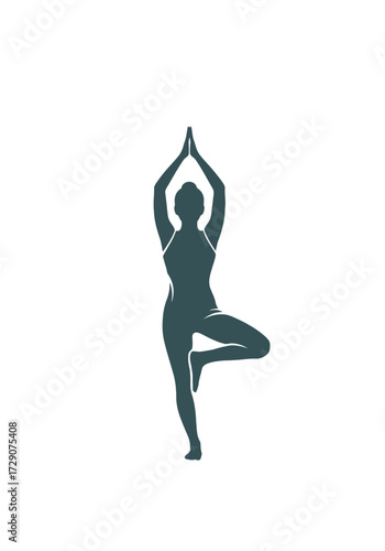 Silhouette of a person in a yoga tree pose, demonstrating balance and mindfulness.