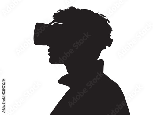 Virtual and augmented reality silhouette icon vector illustration