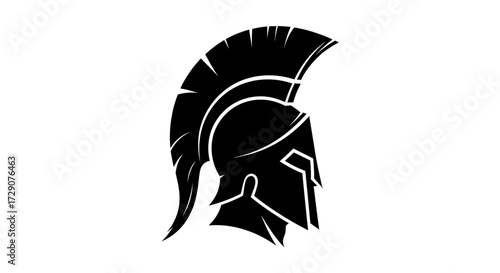 Iconic spartan helmet silhouette representing strength, resilience, and history with a bold and