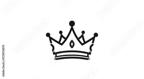 A minimalist black and white line drawing of a royal crown, symbolizing power and royalty.