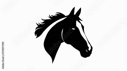 Silhouette horse head vector illustration scalable icon for equestrian and animal art silhouette white background
