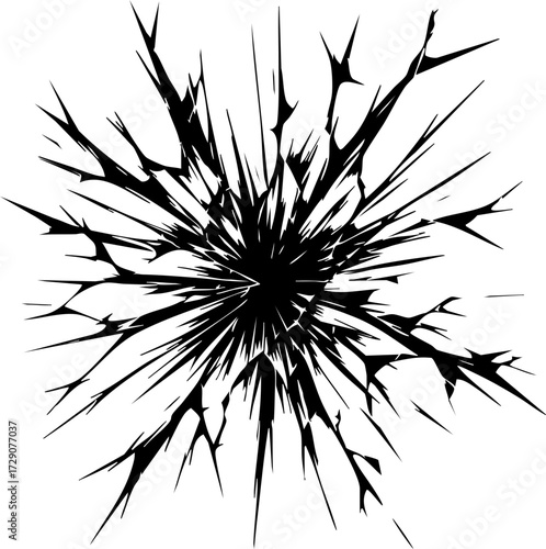 Broken Shattered Glass Crack Explosion Vector Icon for Design