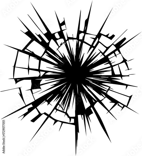 Broken Shattered Glass Crack Explosion Vector Icon for Design