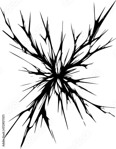 Broken Shattered Glass Crack Explosion Vector Icon for Design