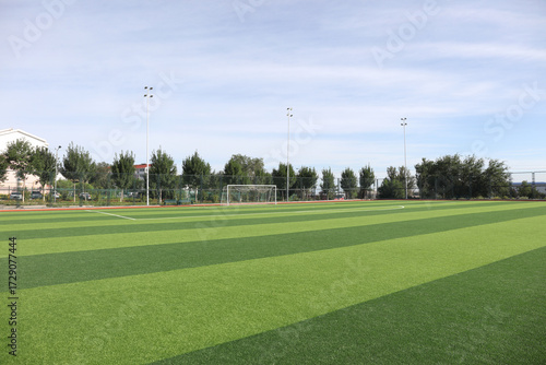 football field in the morning