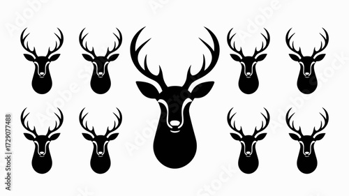 Vector silhouette deer head illustration scalable eps icon for general use silhouette white background