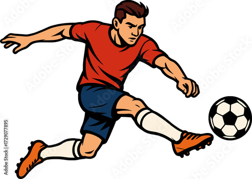 soccer player kicking ball