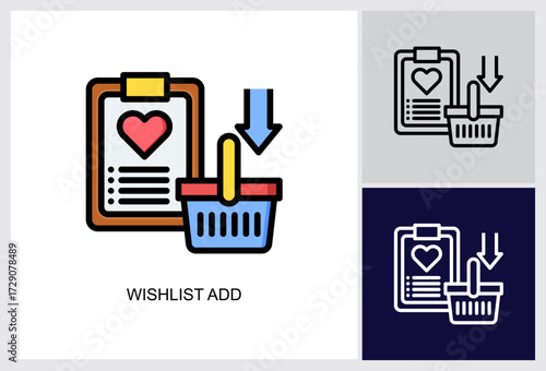 Wishlist Add icon Multi Vector Illustration 