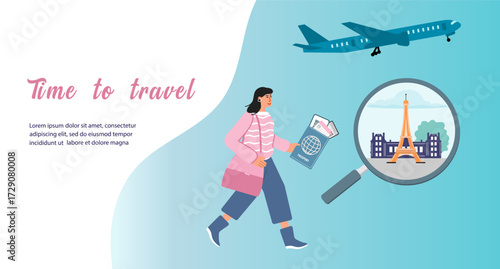 Tourism Travel Tourist Airplane Girl France Europe