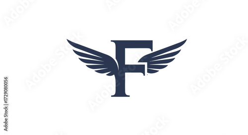 Letter F with wings emblem delivering a sense of freedom and elegance