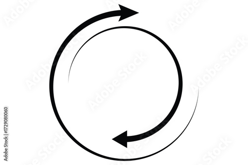 rotate arrow icon, refresh and reload icon Circle arrows. Circular process, rotate infographic element Round step loop sync loading arrow symbol. Rotation option editable stroke vector recycle refresh