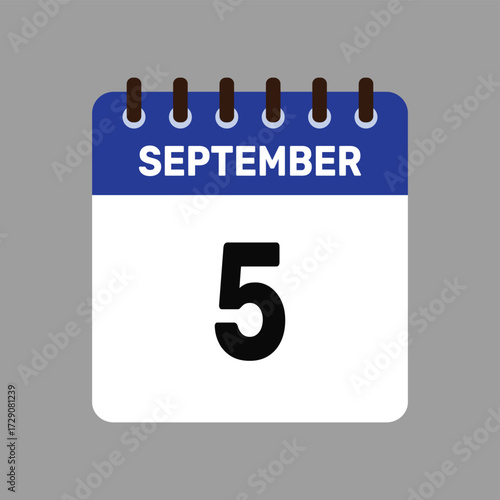 calendar with september 5 icon vector reminder for important deadlines and special events this autumn season