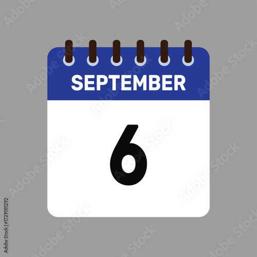 calendar with september 6 icon vector reminder for important deadlines and special events this autumn season
