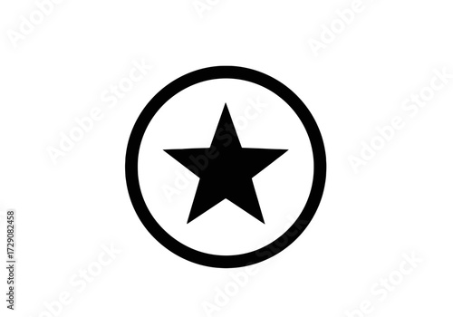 Black star inside a black circle, a simple and iconic graphic design element.