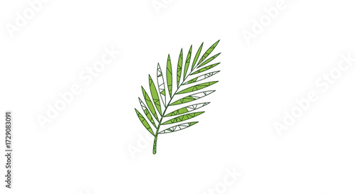 Isolated stylized frond evokes summery vibes and artistic flair on a clean background