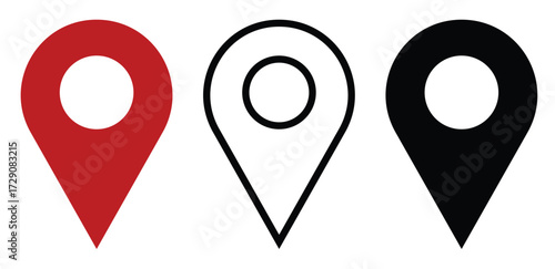 Navigation pin icon in black modern and lines and solid
