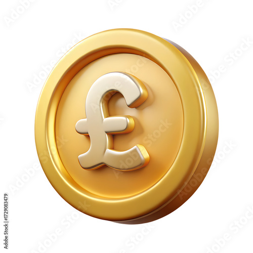 3d icon of golden coin with a pound sterling symbol isolated on transparent background