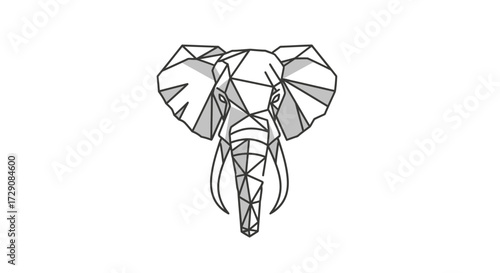 Geometric rendition of an elephant head with angular lines and subtle shading