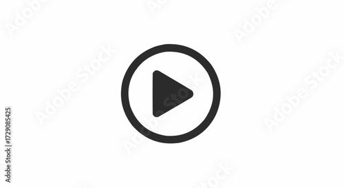 Illustration of a circular play button with a triangle inside on a white background centered view