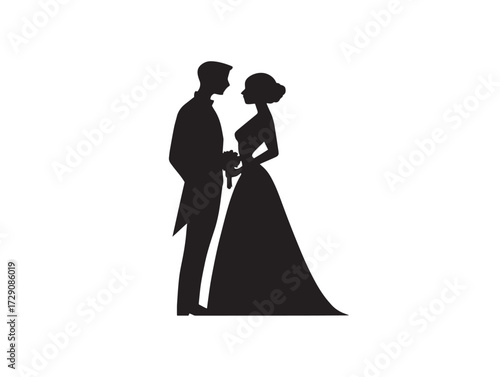 Wedding silhouette icon vector illustration solid black symbol for marriage ceremony