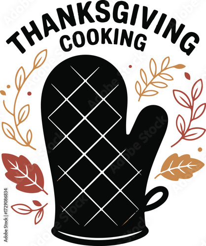 Thanksgiving Oven Mitt Silhouette Vector Black on White