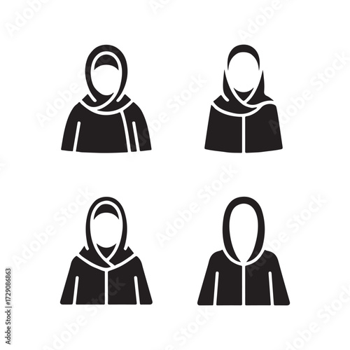 Fashion Abaya With Hood Solid Icons