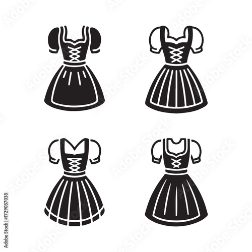 Traditional Dirndl Apron Solid Icons Pack