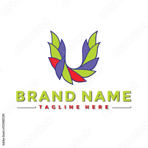 Vector art of colorful abstract logo design with brand name and tagline