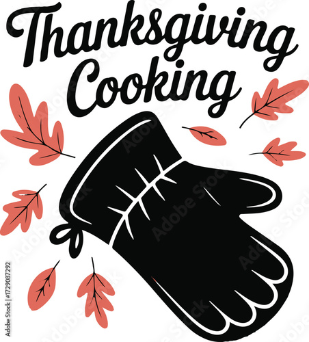 Thanksgiving Oven Mitt Silhouette Vector Black on White