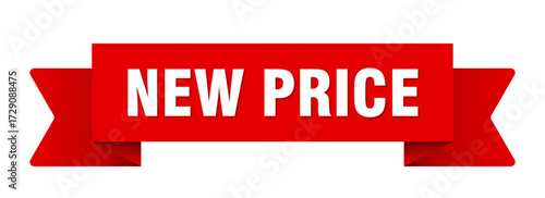 new price ribbon isolated on transparent background. new price ribbon
