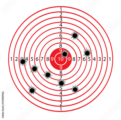 Targets life size with holes from bullets blank mocap for shooting from machine guns and pistols. Vector