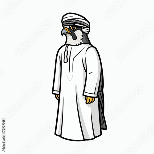 Falcon in Traditional Emirati Attire.