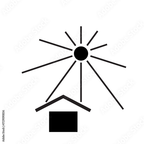 Keep Away Sun Light Black Iso Stock Vector,Shipping Sign Protect from Solar Radiation Packaging Symbol
