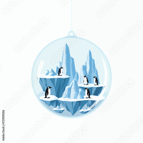 Penguins on Icebergs in a Glass Sphere.