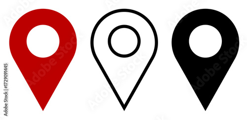 Navigation pin icon in black modern and lines Png