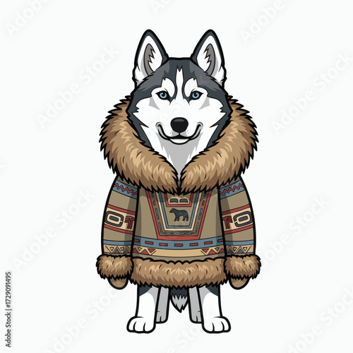 Siberian Husky in Traditional Winter Coat.