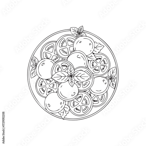 "Caprese Salad (Insalata Caprese) – Fresh salad of sliced mozzarella, tomatoes, and basil, drizzled with olive oil"
