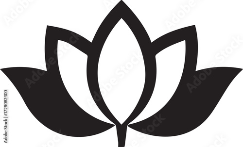 Elegant lotus flower silhouette vector icon symbol of purity