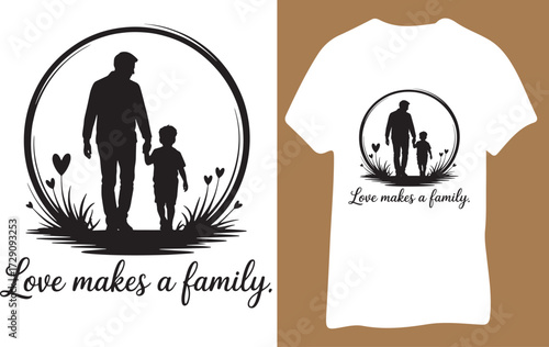 Father and son silhouette with family love message