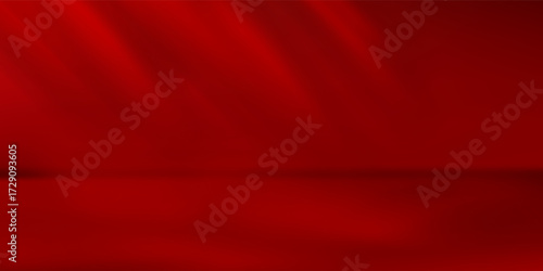 Wall interior background, studio  and backdrops show products.with shadow from window color Red background for text insertion and presentation product
