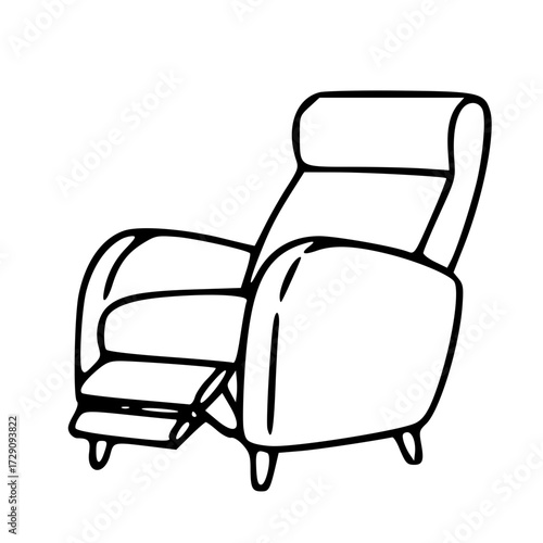 Recliner chair furniture comfort outline illustration