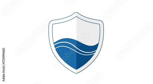 Shield Icon Representing Water or Liquid, Concept of Protection and Security