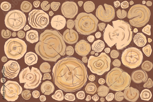 abstract background with collection of wooden pieces